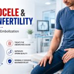 Varicocele and male infertility with varicocele embolization treatment illustration