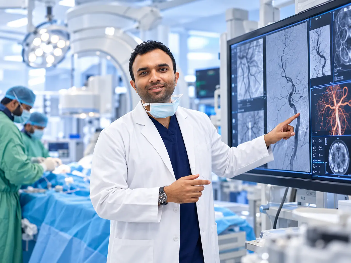 Dr Akash Bansal explaining image guided treatment