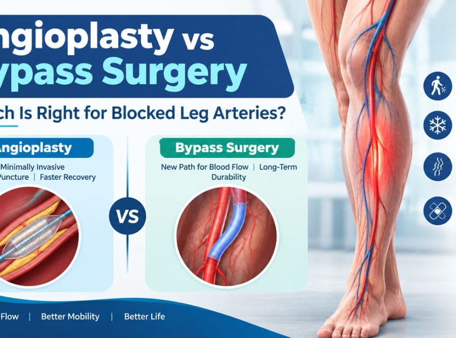 Angioplasty vs bypass surgery for blocked leg arteries